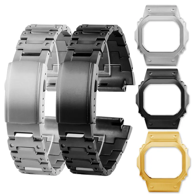 Металлический корпус из титанового сплава, комплект для модификации часов Casio G-SHOCK DW5600 G5600E GWM5610 GWB5600 GMW-B5000, ремешок для часов из нержавеющей стали + инструмент (art.: 3920d9d9ea034) - 3920d9d9ea034