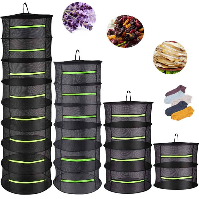 

Layers Drying Net for Herbs Hanging Basket Folding Dry Rack Herb Drying Net Dryer Bag Mesh For Flowers Buds Plants Organizer