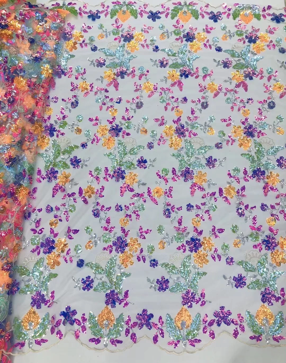 Новая красивая 3D блестящая Цветочная вышитая кружевная ткань белая или черная