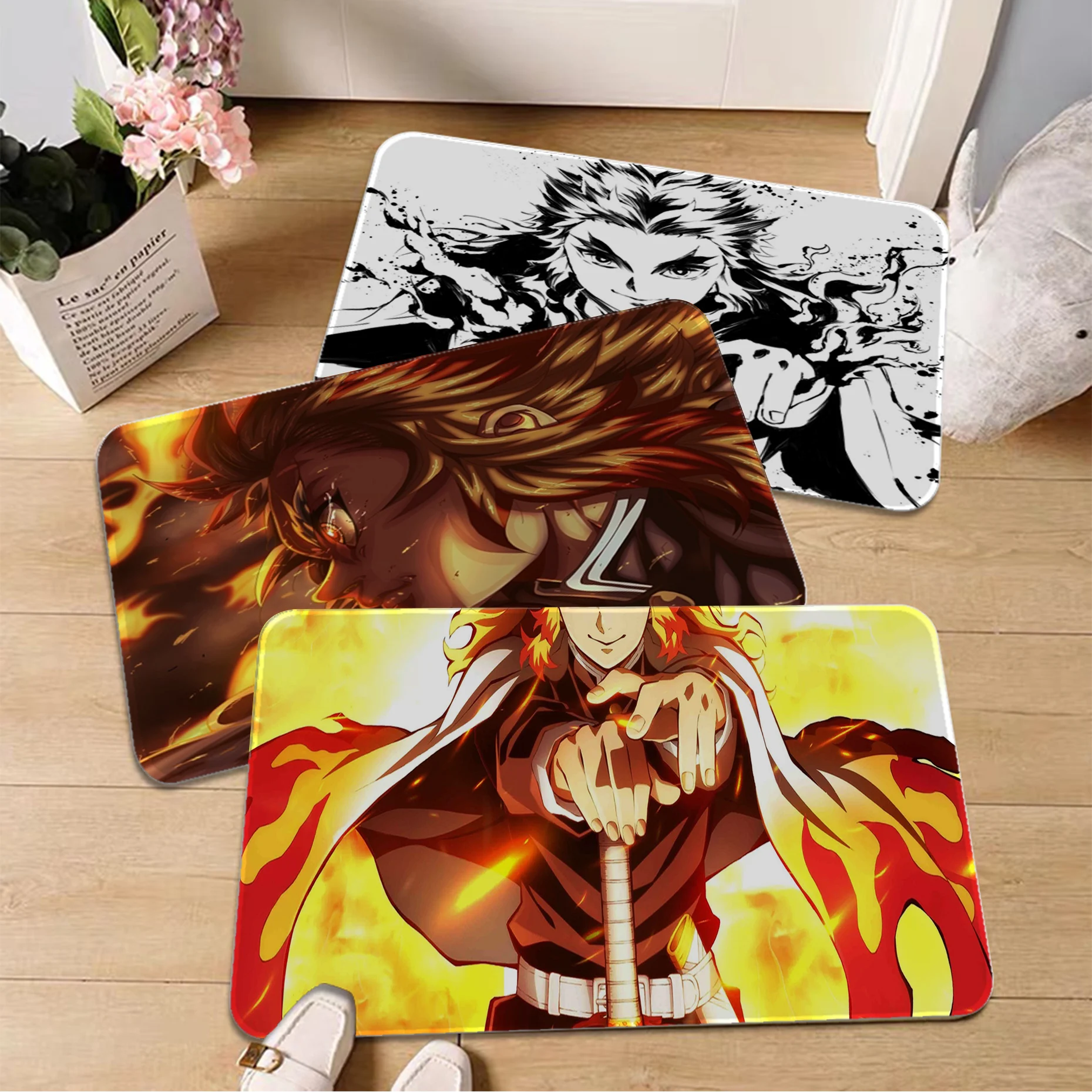 

Demon Slayer Rengoku Kyoujurou Floor Mat Non-Slip Laundry Room Mat Laundry Decor Balcony Child Living Room Welcome Doormat