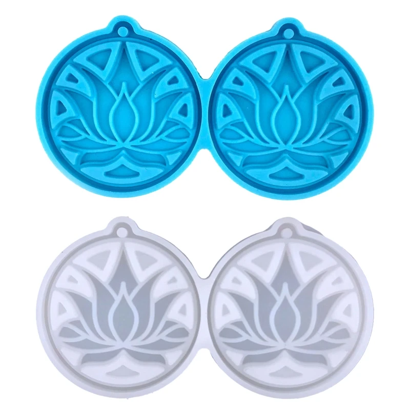

41XC Shiny Glossy Lotus Shape Keychain Silicone Epoxy Resin Mold DIY Earrings Pendant Jewelry for Valentine Gift Craft