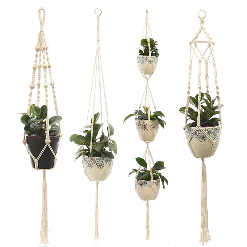 

100% Handmade Hanging Baskets Flowerpot Plant Holder Macrame Plant Hanger Indoor Wall Hanging Planter Plant Holder Basket