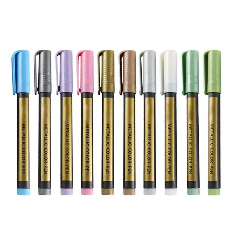 Блестящие ручки для рисования мерцающие 10 шт. контурные маркеры тонкие точки