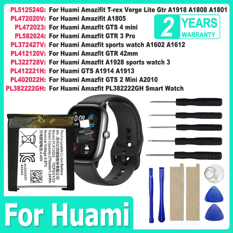 Фото Совершенно новый аккумулятор для часов Huami AMAZFIT GTS GTR 2 3 4 T-rex Verge A1805 A1602 A1914 A1928 A2010 PL382222GH 42 мм Mini Lite Pro №1