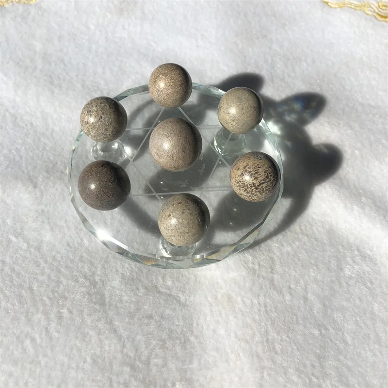 

Natural Crystal Chakra Stone quartz ball Dinosaur bone With Gift Chakra Sphere Seven Star Array
