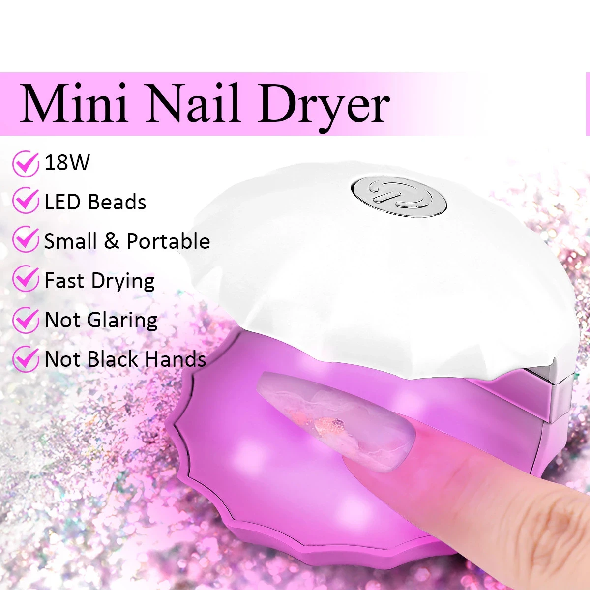 18W Portable Mini 5 LED Nail Dryer Seashell Shape USB Nail Light Lamp Nail Gel Polish Fast Drying Curing Tool Manicure Machine