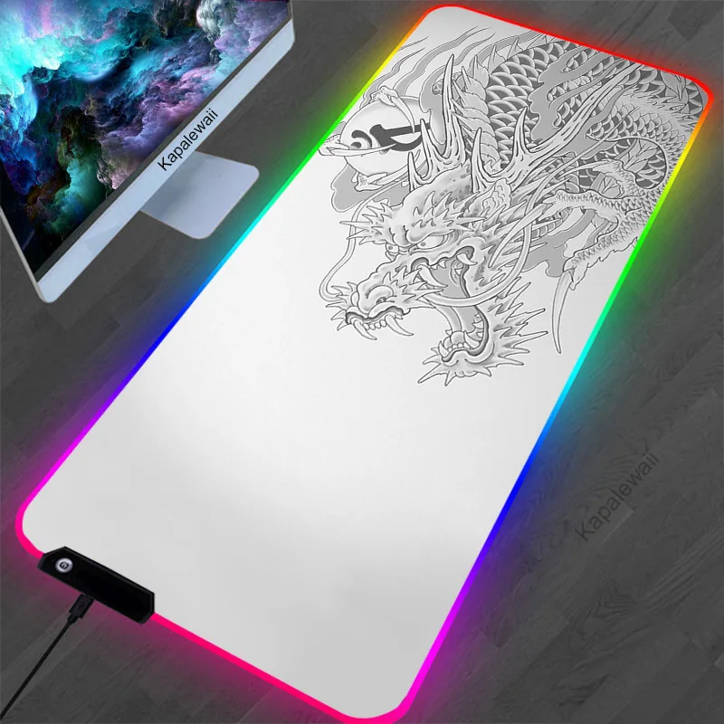 

Anime Chinese Style Dragon Mouse Pad Gaming RGB Mousepad Large Speed Gamer Mause Mat LED Backlight Gaming Accessories Desk Mat
