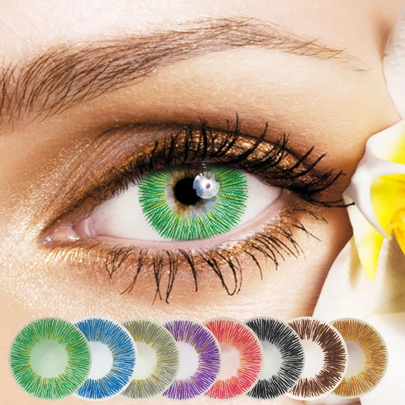 

1 пара цветных косметических линз для макияжа, раствор для очков, контактные линзы, контактные линзы, Уход за глазами, красота, линзы для зрач...