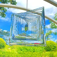 wind spinner indoor outdoor decor party yard art decorations hanging 3d crafts ornaments metal square shaped