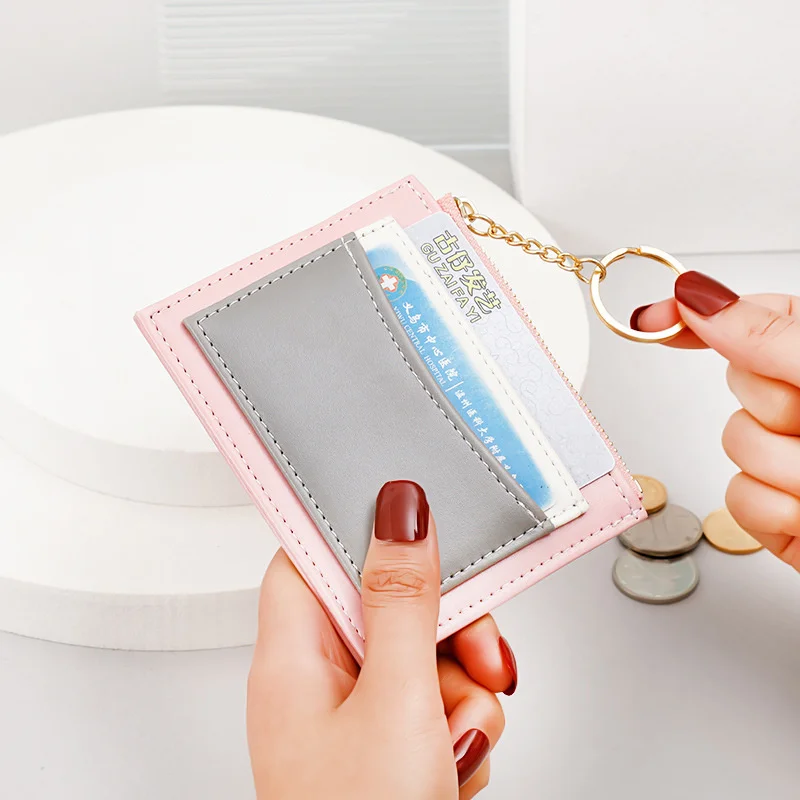 Splicing women's wallet 2021 new multi card slot card bag card cover Korean zipper Mini zero wallet