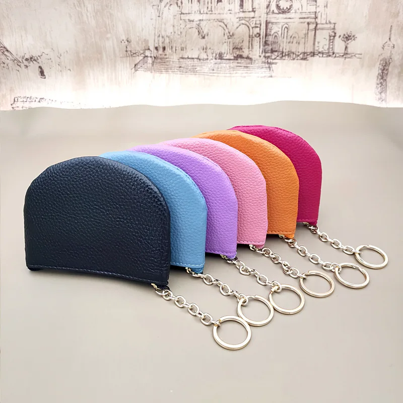 

DHL100pcs Women PU Plain Shell Shaped Zipper Coin Purses With Keychain