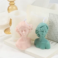 3d closed eye beautful girl female women shaped candle silicone mold diy plaster resin ice cube soap baking making home decor