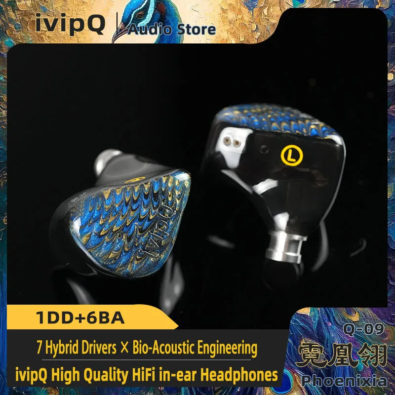 Фото ivipQ-Q09 Phoenixia Sound Balance in Ear HiFi наушники 1DD + 6BA динамический чрезвычайно музыкальный IEMs 4,4 мм 2-контактный кабель, для музыкантов №1