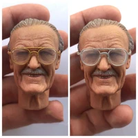 16 male soldier father of comics stan lee head carving sculpture model accessories high quality fit 12 inch action figures