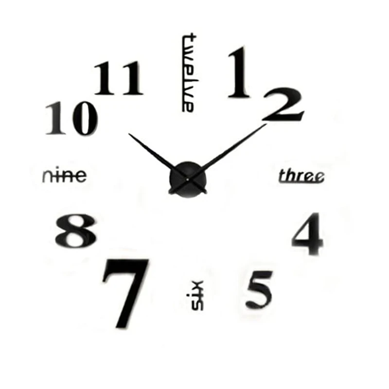 

Настенные часы "сделай сам", современные большие настенные 3d-часы, зеркальные наклейки, Декор для дома и офиса, черный цвет