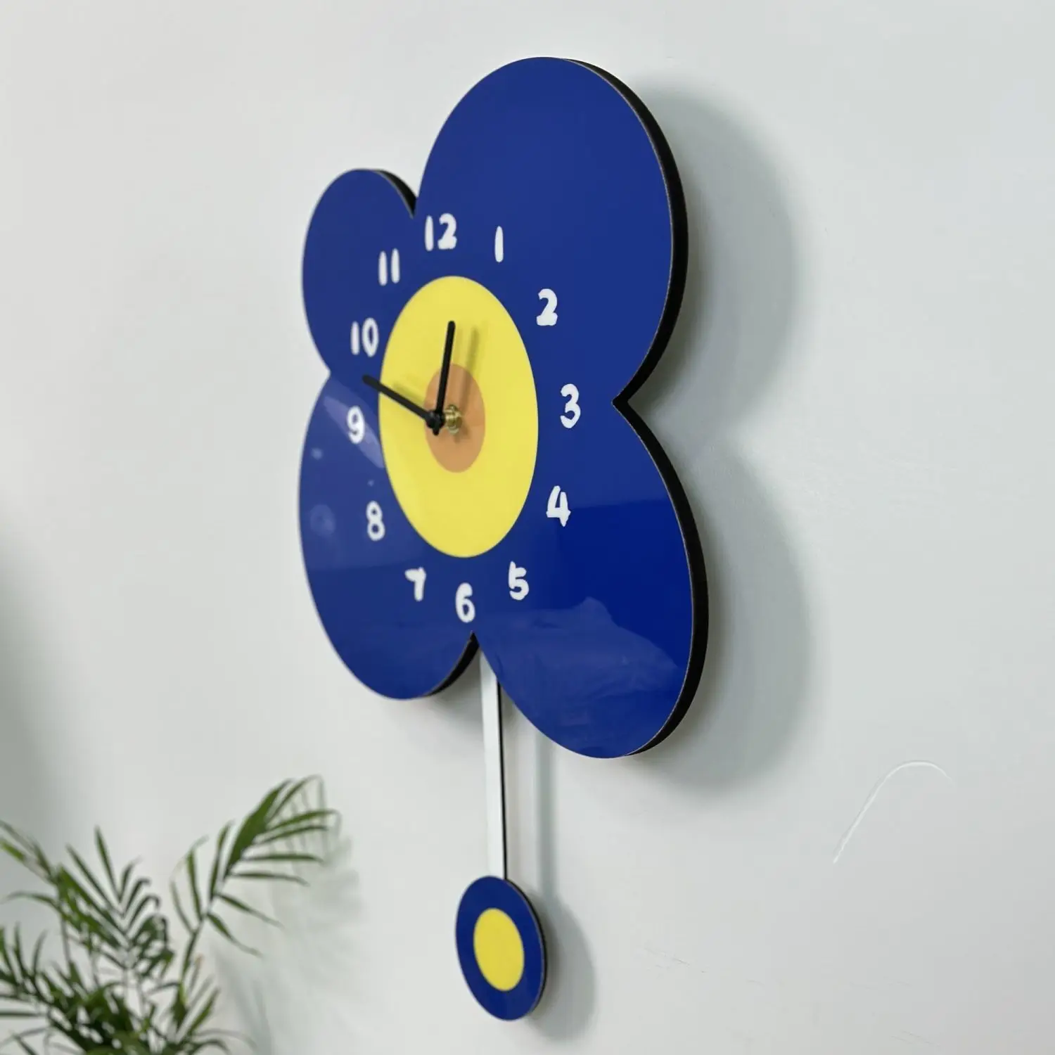 Настенные часы с синими цветами креативные декоративные бесшумные подвеской из