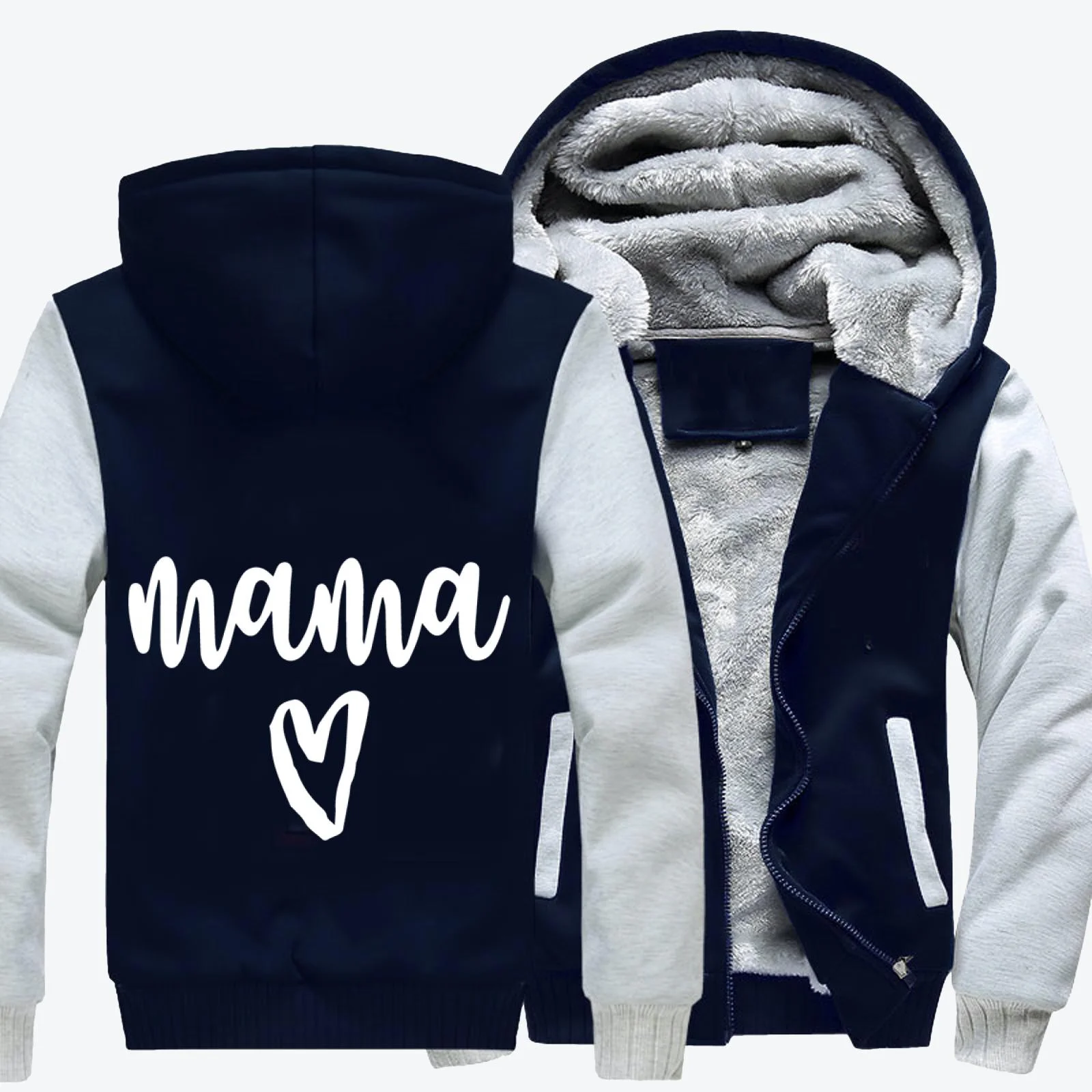 

Mama Heart Mom Funny, Mother's Day Fleece Jacket