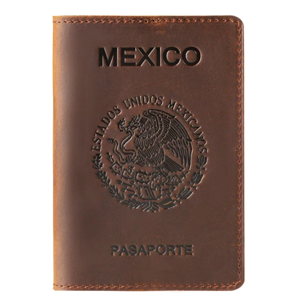Genuine Leather Passport Cover For Mexican Credit Card Holder Vintage Men Women Case Travel Wallet