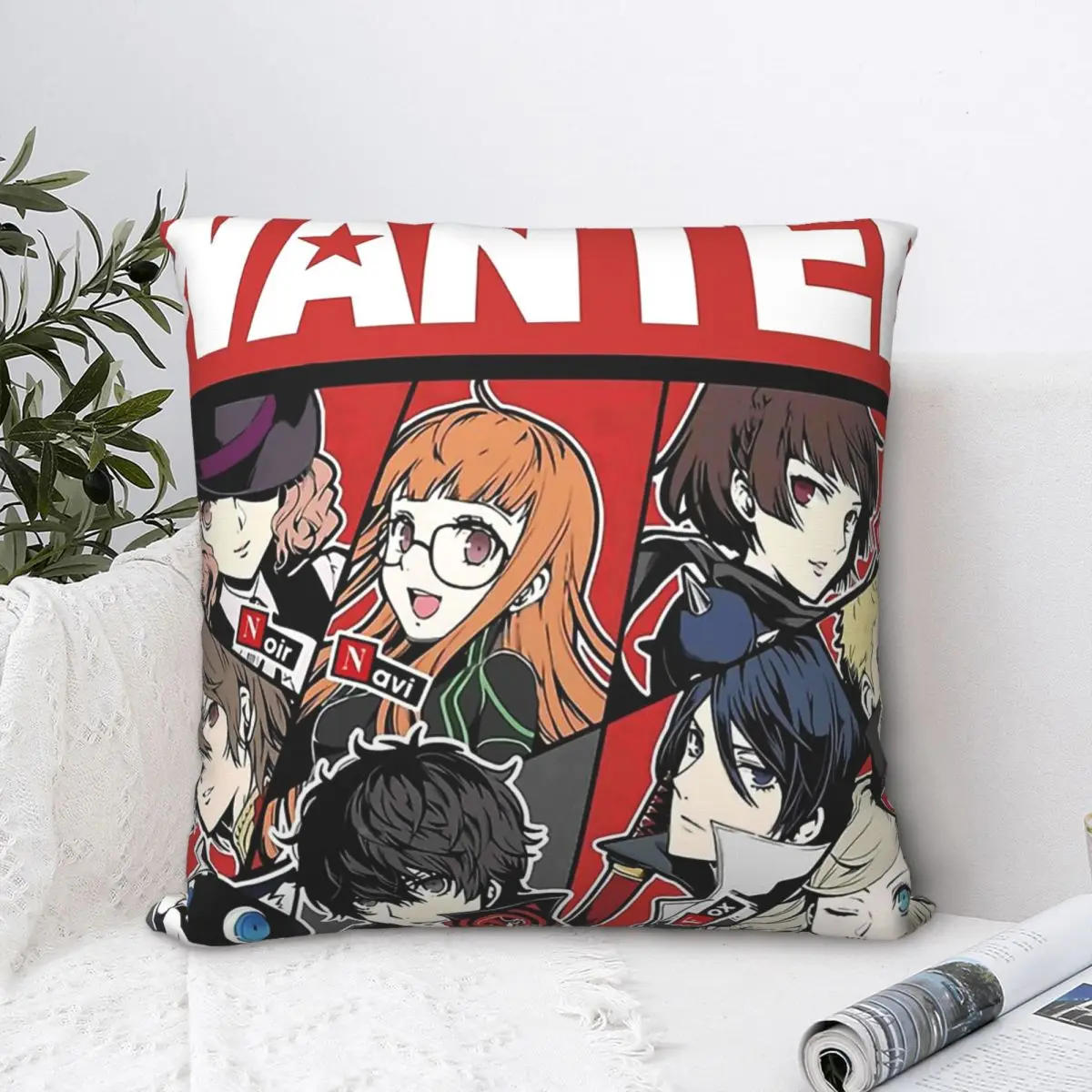 Wanted All Member Phantom Thieves Polyester Cushion Cover Persona 5 Morgana Game For Livingroom Decorative Breathable