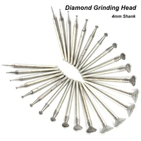 10pc 8 16mm diamond grinding head mounted point bit burr needle polishing abrasive tool for stone jade peeling engraving 4 shank