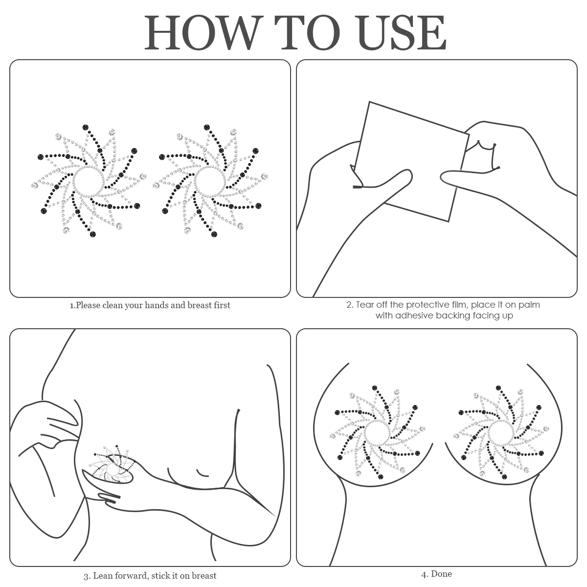 Наклейки для тела с камнями блестками лепестками