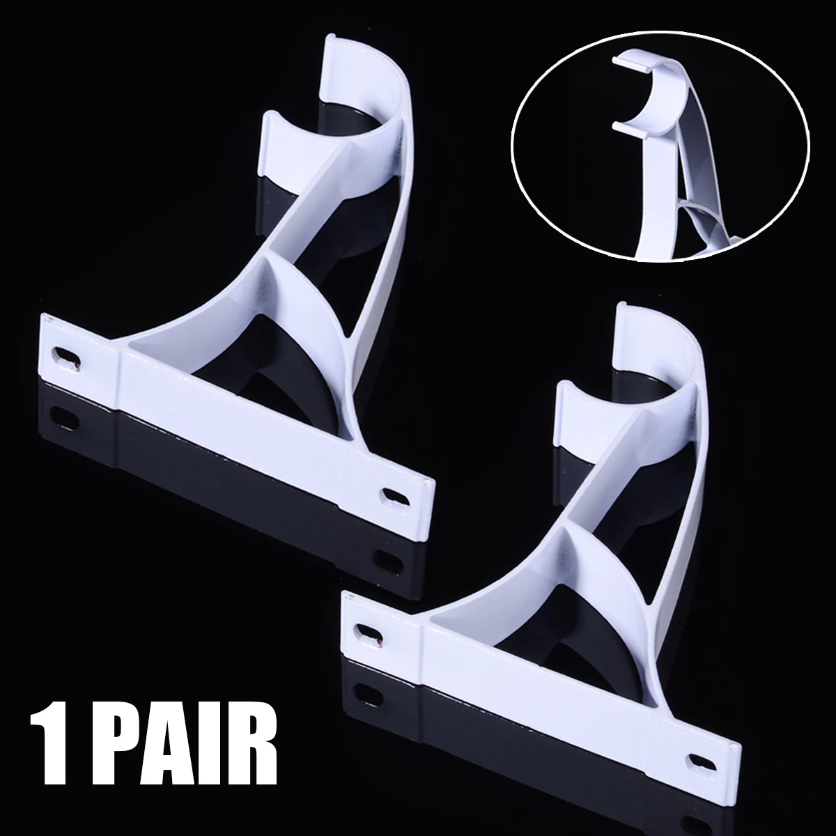 

2 Pcs High Quality Curtain Rod Brackets Wall Curtain Shower Hanging Rack Hooks Rod Clamp Fixed Clip for Home Curtain Fixed