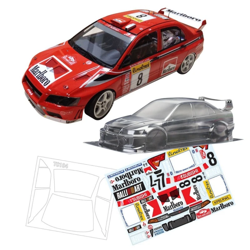 TC104 1/10 Lancer Evolution V прозрачный корпус RC ралли автомобиль 257 мм Tamiya шасси tt01 tt02 tl01 ta03