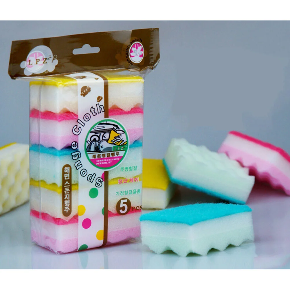 

5 Sponge Cleaners High-density Dishwashing Brushes Scouring Pads for Home Hotel