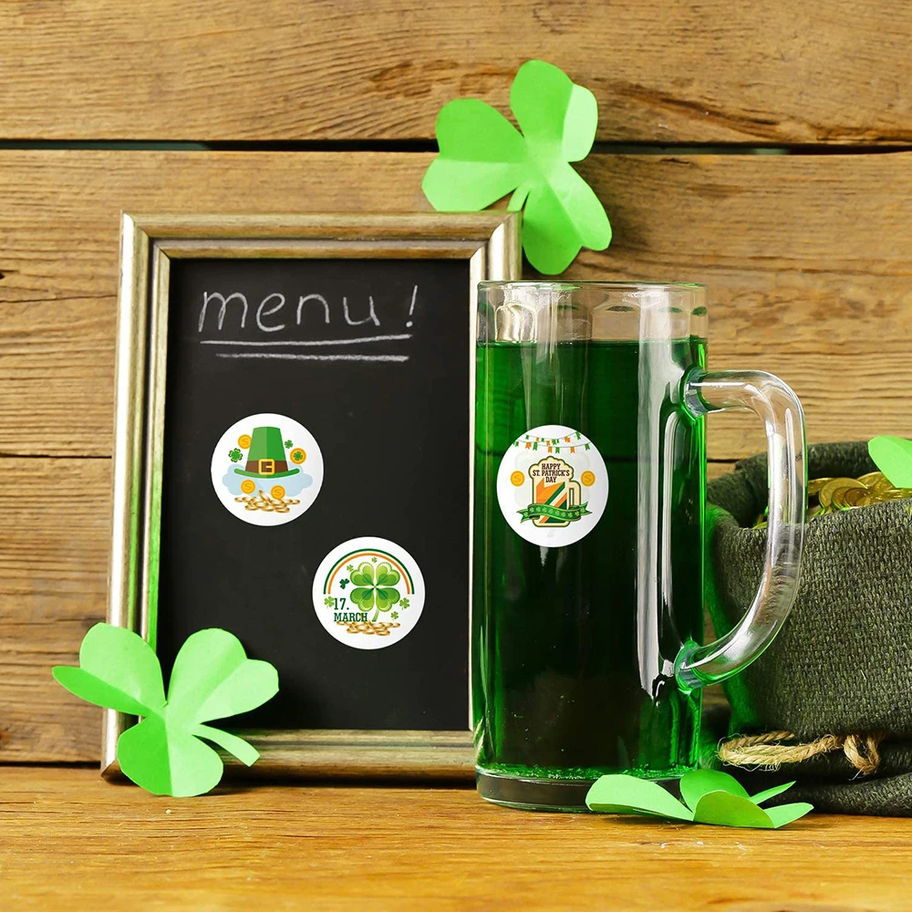 500 наклеек Irish Festival (Ирландский фестиваль) с зеленым клевером, флагом, пивной шляпой, наклейками на День святого Патрика, клеверными печатями-этикетками для рукоделия, игрушками DIY.