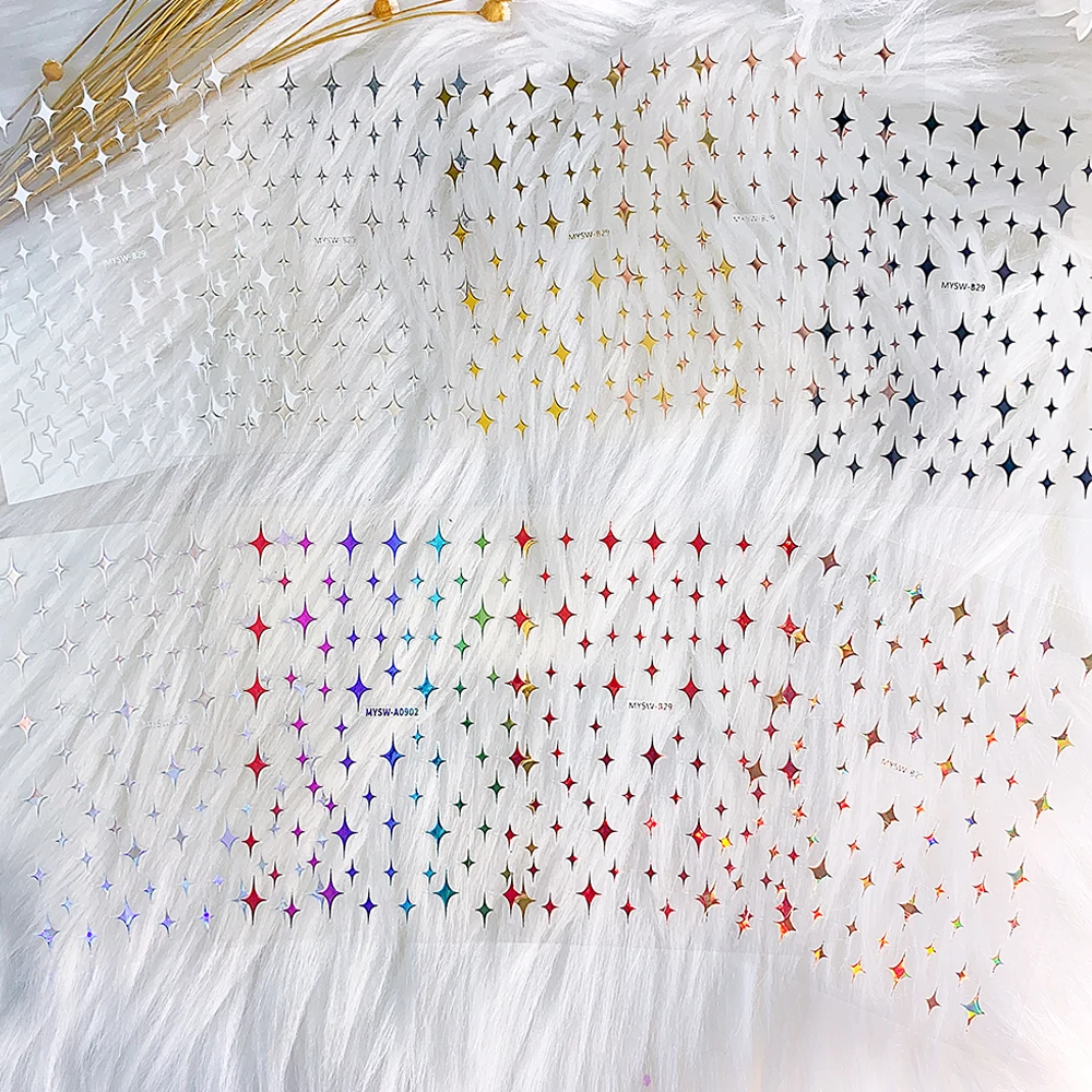 1 шт. Лазерная звезда клейкая наклейка для ногтей 3D украшение Золотой Серебряный