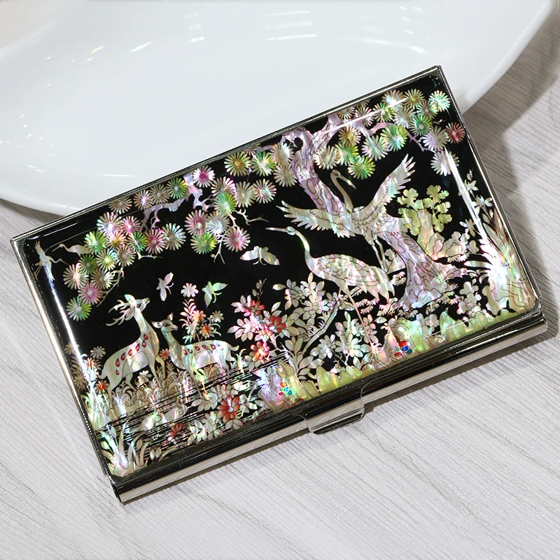 

Перламутровый лак ручной работы, визитница, дизайн журавля, брелок, подарок