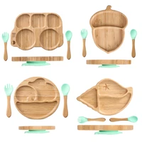 3pcs wooden feeding tableware sets kids feeding supplies bamboo dishes with silicone straw cup children dinnerware gift set