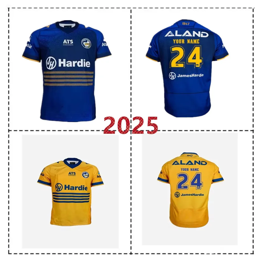 МУЖСКАЯ ФУТБОЛКА ДЛЯ РЕГБИ PARRAMATTA EELS 2025). Размер: S-XL-5XL (принт названия и номера)