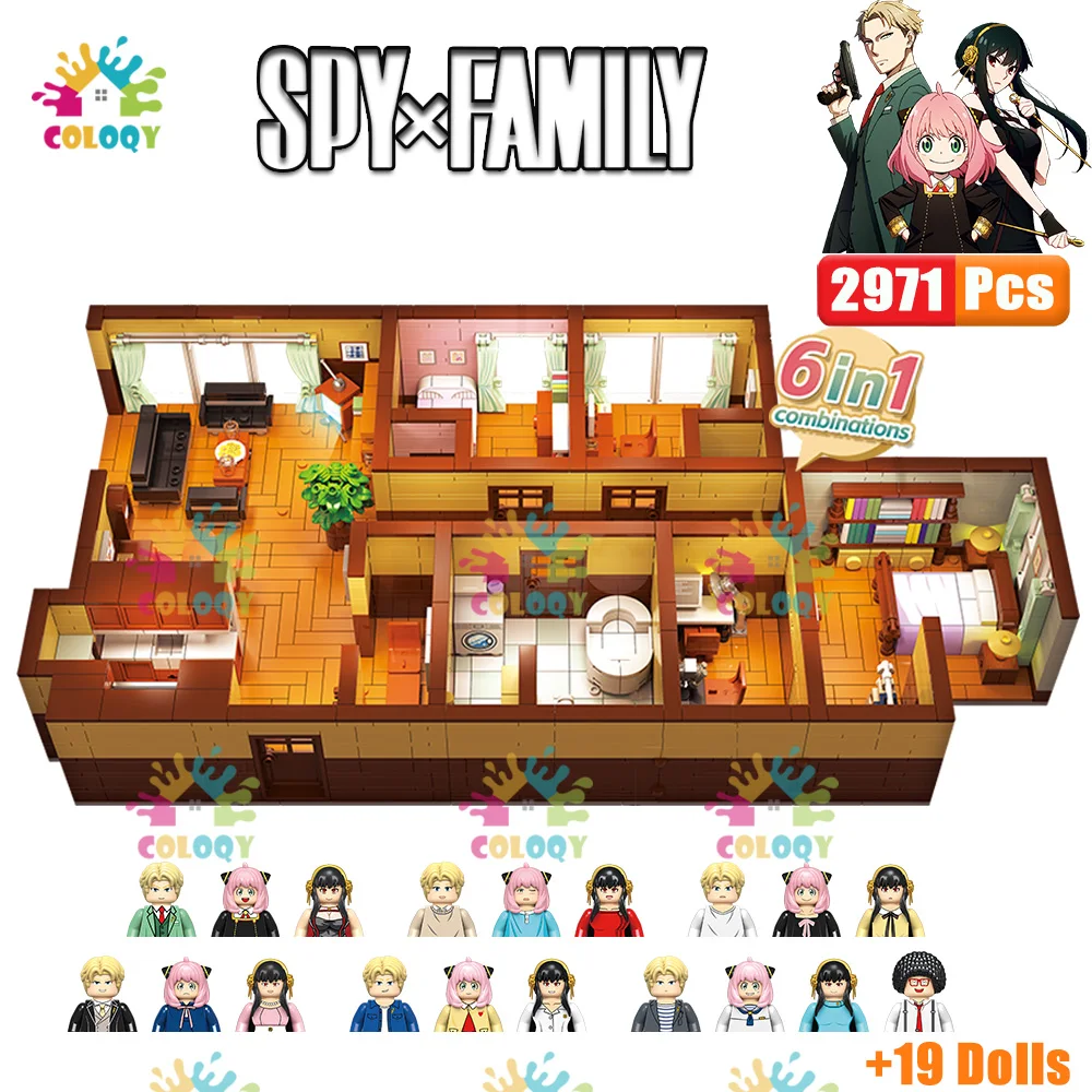 

Popular Anime Arnia Spy x Family Living Room Building Blocks Mini Action Figures House Bricks Toys For Kids Christmas Gifts