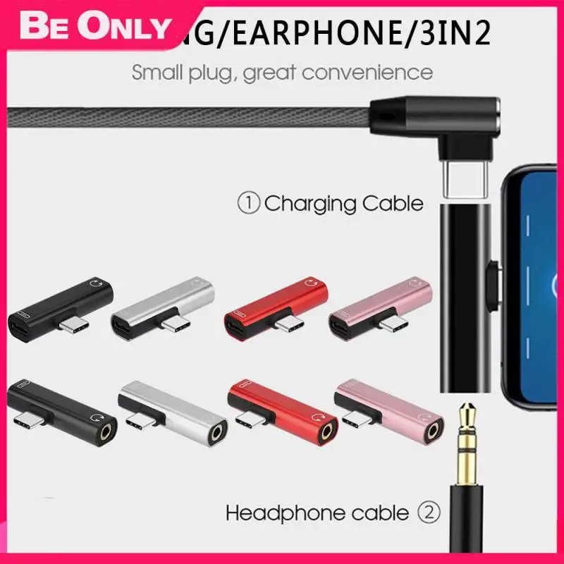 

2/4/6PCS 3.5mm Socket Jack Earphone Charging Cable Headphone Aux Cable Type C Otg Adapter 2 In 1 Adapter Socket