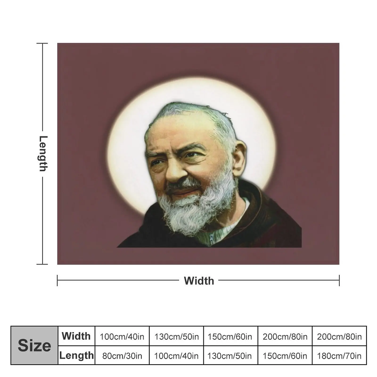 Одеяло Saint Padre Pio of Pietrelcina рождественское украшение люксового бренда самое мягкие