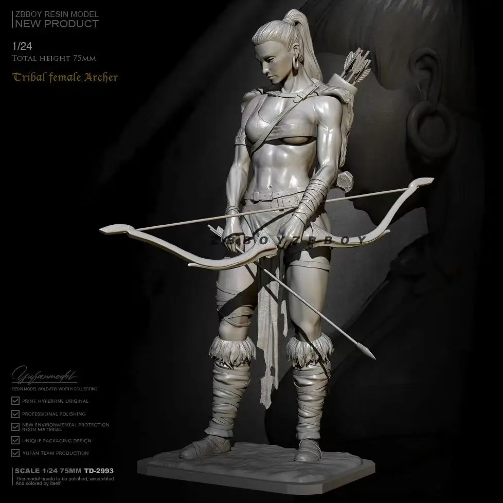 

NX124 Huntress Resin Action Doll Model Kit Tumei Colorless Self-Assembling Resin Doll Soldier Action Figure 75mm