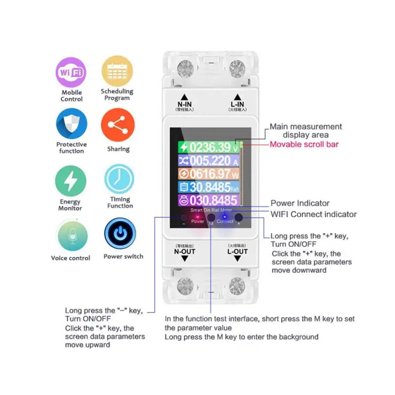 

85-265 (v) Smart Meter Voice Control Single-phase Energy Meter Model At2pw-wifi Digital Energy Meter High Quality 100a Accurate