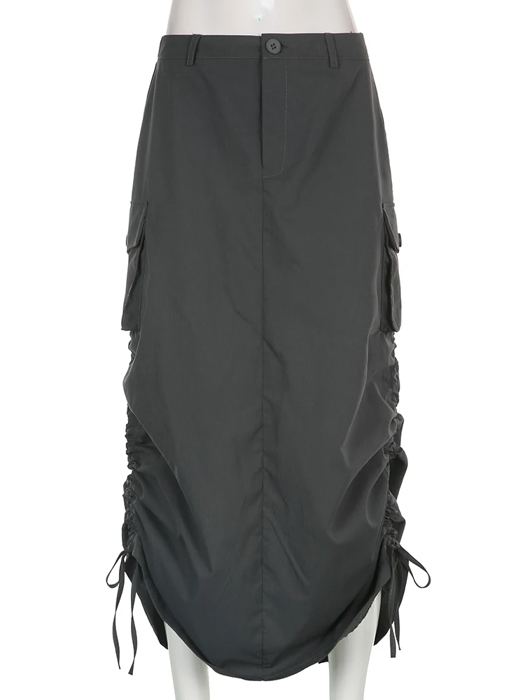 Женская юбка-макси с карманами в стиле Харадзюку |