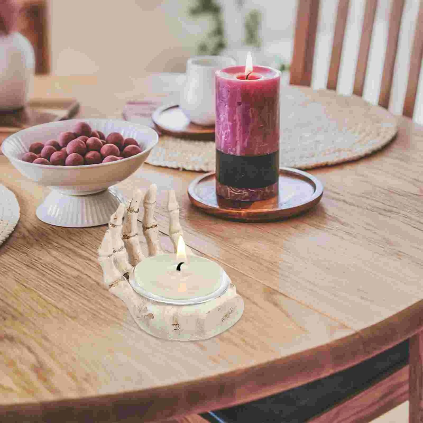 

Candlestick Resin Holders Decorative Hand Containers Home Party Candlesticks Spooky Tealight