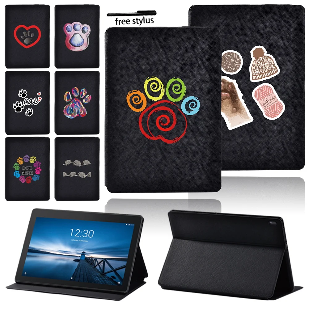 

Tablet Stand Case for Lenovo Tab E10/M10 10.1"/Tab M10 Plus 10.3" TB-X606F Folding Shockproof Cover Cute Foot Prints Pattern