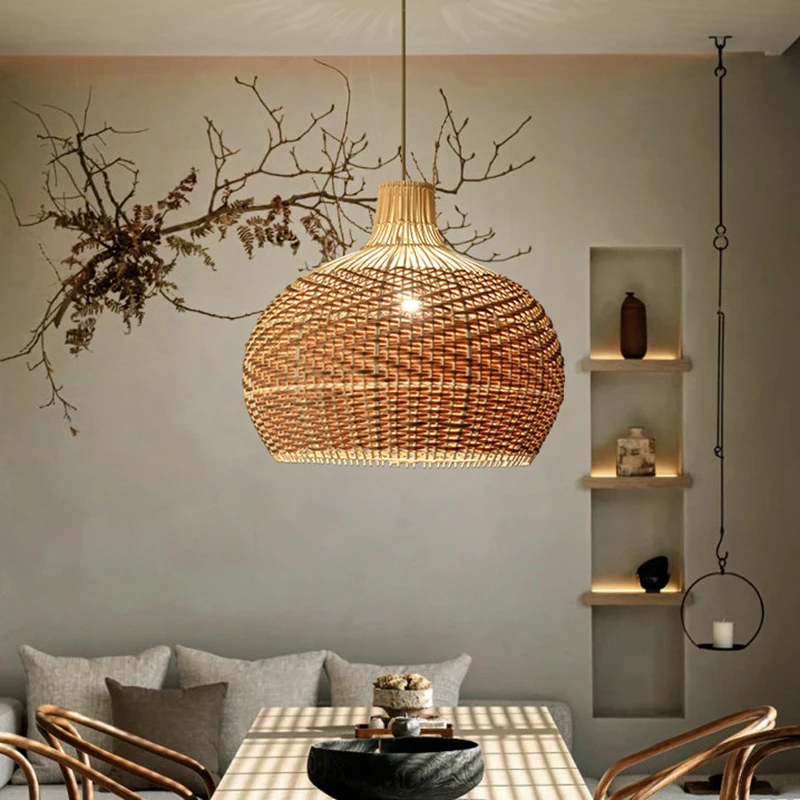 

Hanglamp Dining Room Decor Restaurant Suspension Luminaire New Color Matching Rattan Lamp Vintage Pendant Light Fixtures Retro