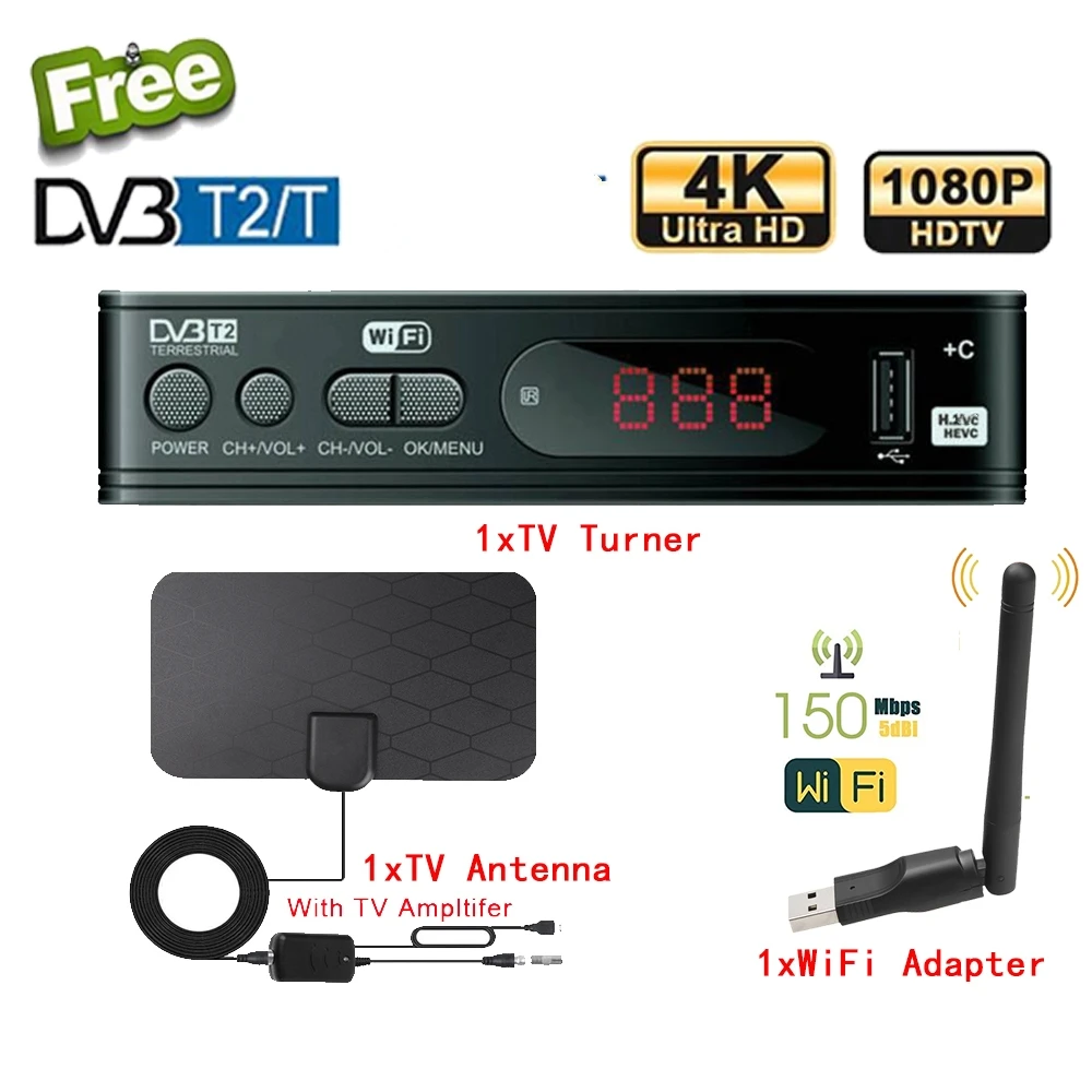 DVB T2 ТВ-тюнер Wi-Fi Бесплатная цифровая ТВ-приставка HD 1080P DVB-T2 тюнер приемник