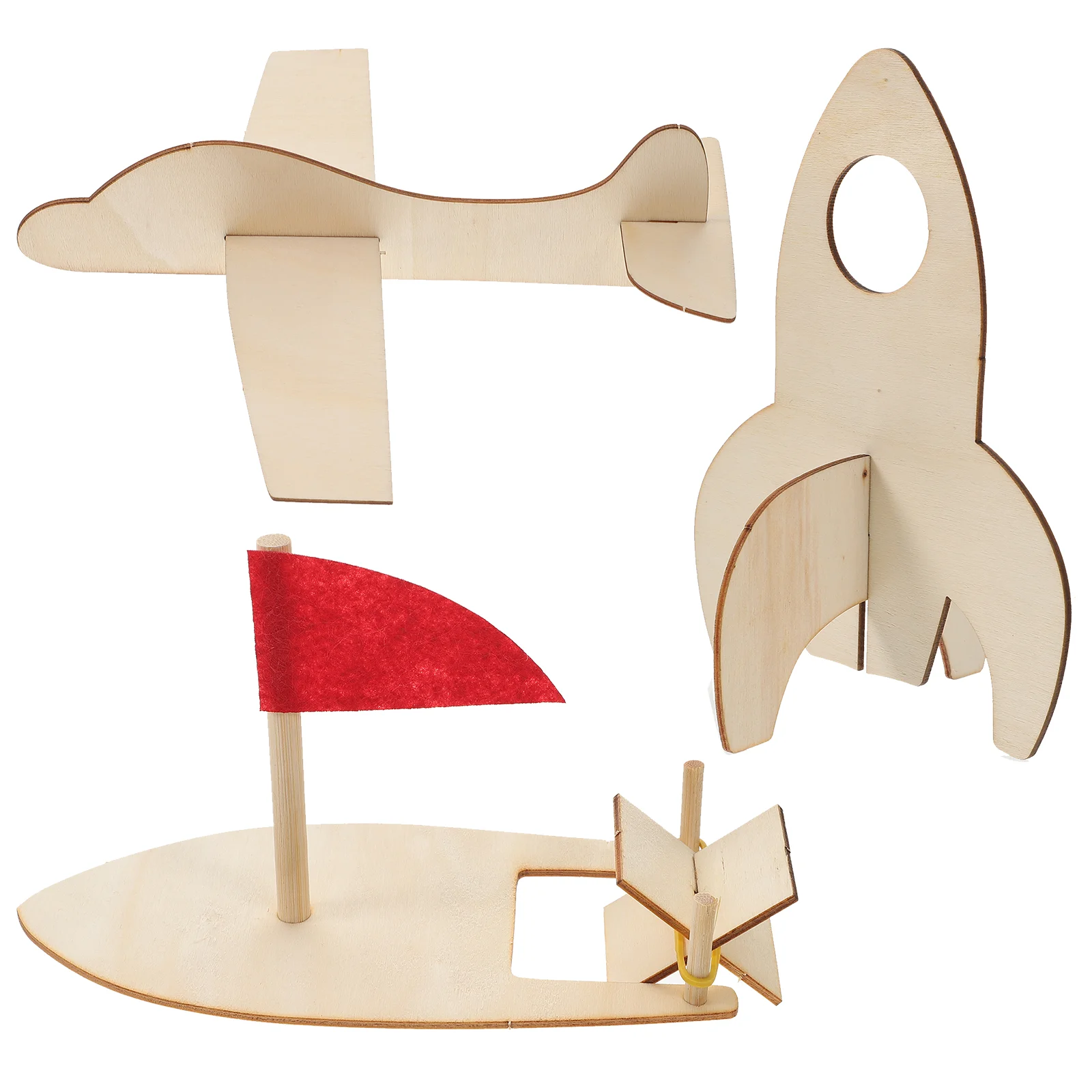 

3 Pcs DIY Graffiti Model Plane Toy Wood Airplane Toys Airplanes 3d Wooden Puzzle Mini Airship Blank