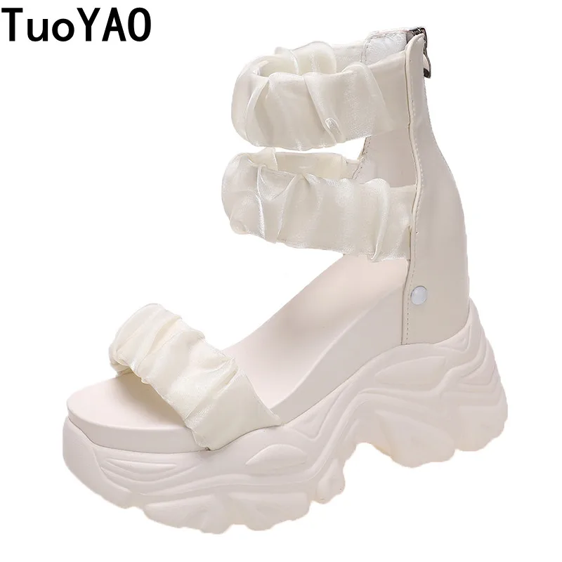 

Women Summer Platform Sandalias 10CM High Heels Chunky Sexy Open-toed Sandals Wedge Gladiator Sneakers Ladies Beach Slippers New