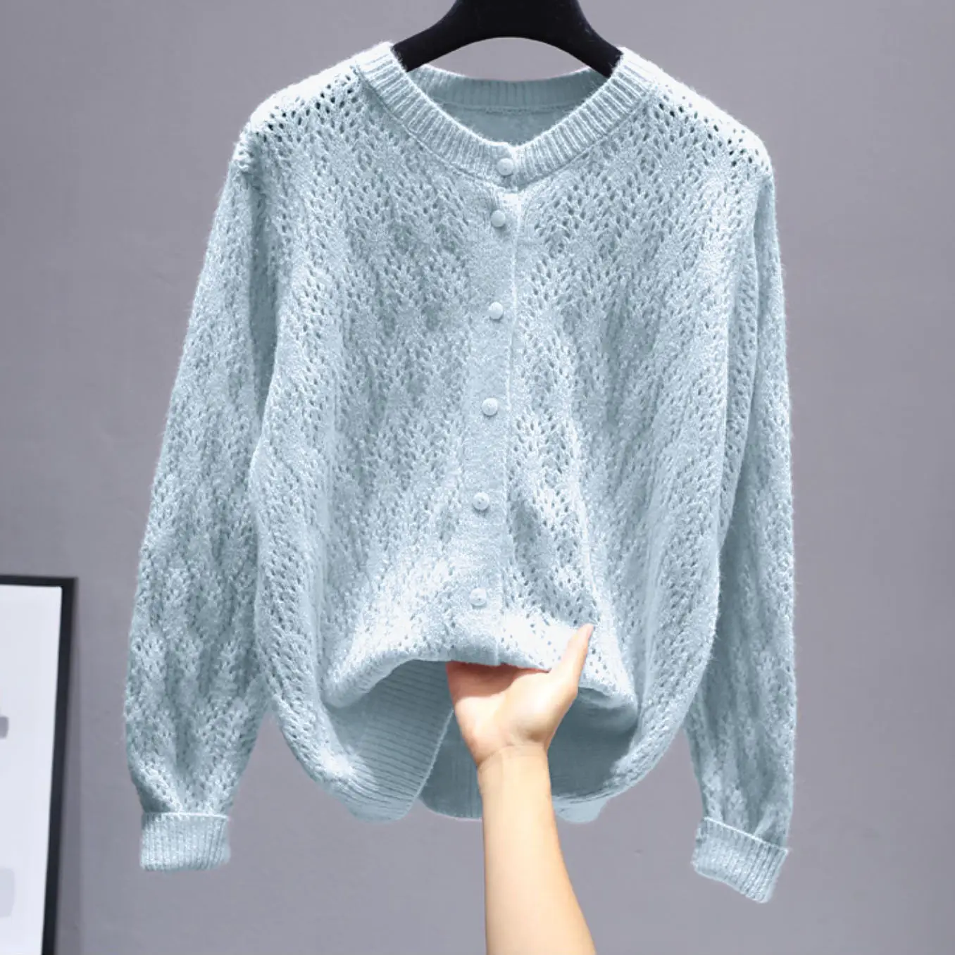 

Blue Spring Fall Japan Fairy Cardigans Long Sleeve Sweater Loose Coat Casual Cloth Girl Jacket V-neck Tops Clothes for Women