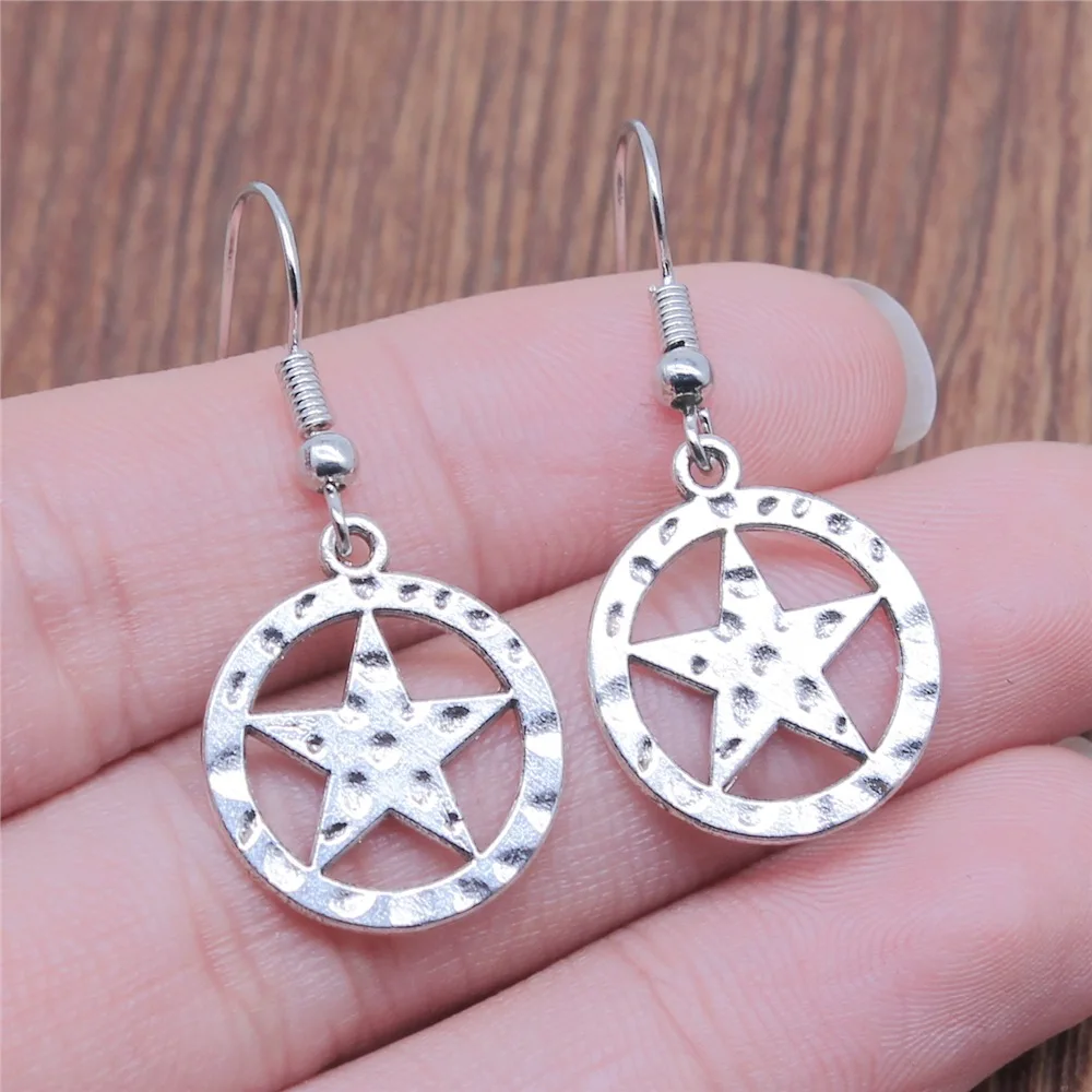 

Модные Серьги-Подвески ручной работы с простым дизайном в античном стиле серебряного цвета кольцо с пентаграммой серьги-капли дропшиппинг