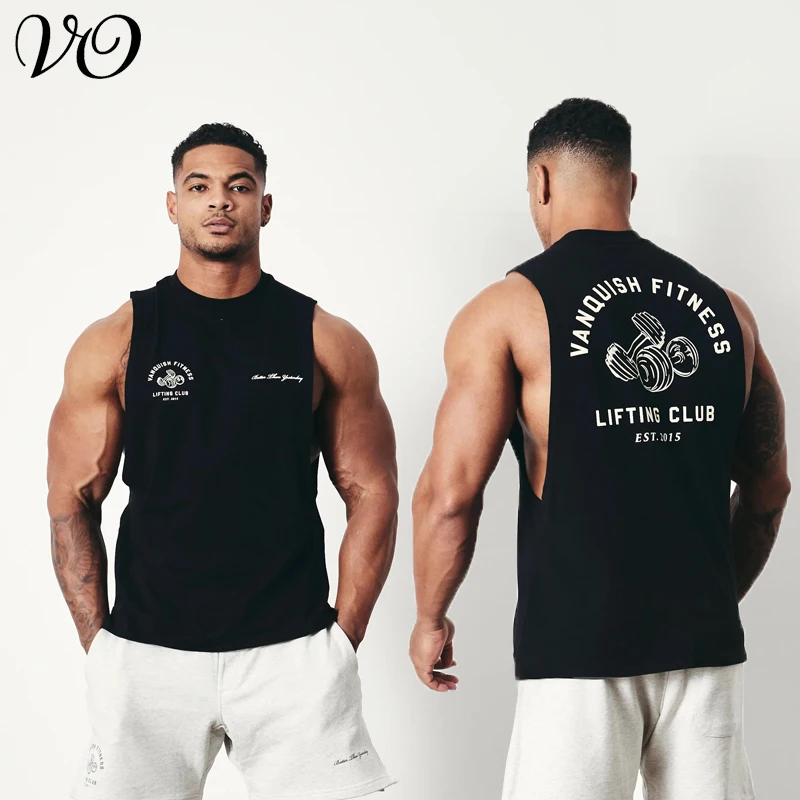 

Summer New Men Vest Jogger Sports Fitness Cotton Round Neck Printed Vest Fashion Men's Clothing Outdoor Basketball Training Vest