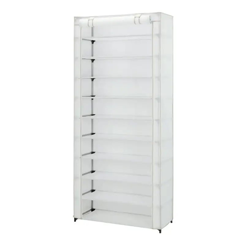 

10 Shelf Organizer with Cover, White