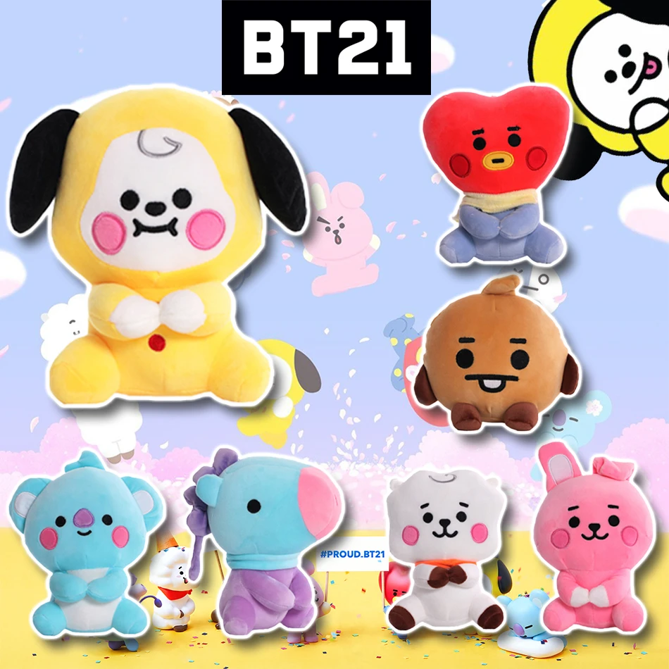 BT21 Плюшевые Игрушки 12-22 См Милый Мини-брелок Для Ключей Украшение Сумки Аниме
